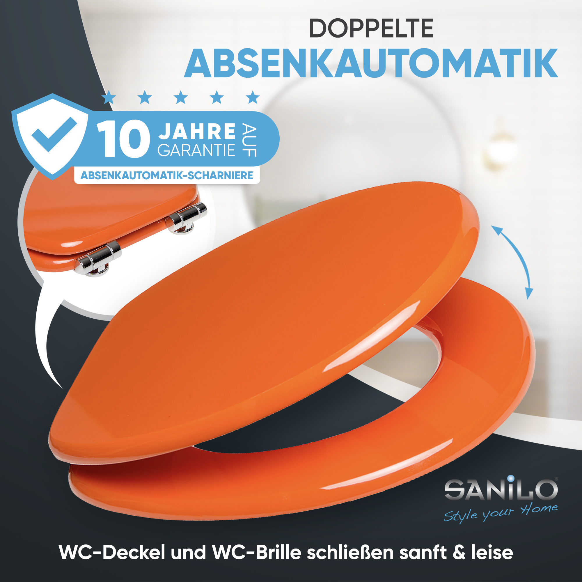 direkt Absenkautomatik vom - Hersteller-A164689 Orange mit Toilettendeckel WC-Sitz Premium