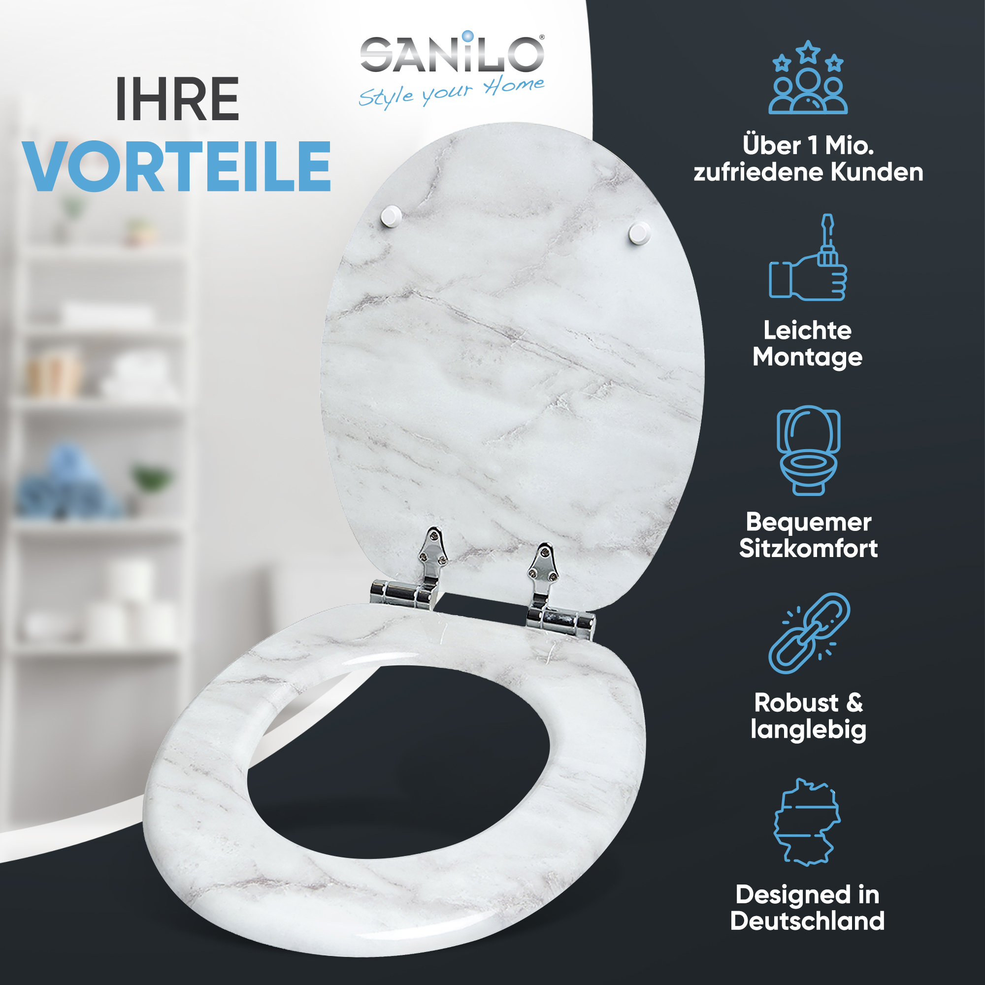 WC-Sitz mit Absenkautomatik Marmor Hersteller-A961745 Premium direkt - Toilettendeckel vom